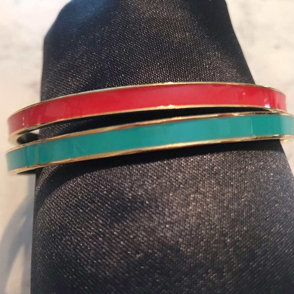 Two Kate Spade Idiom Bangles red & teal